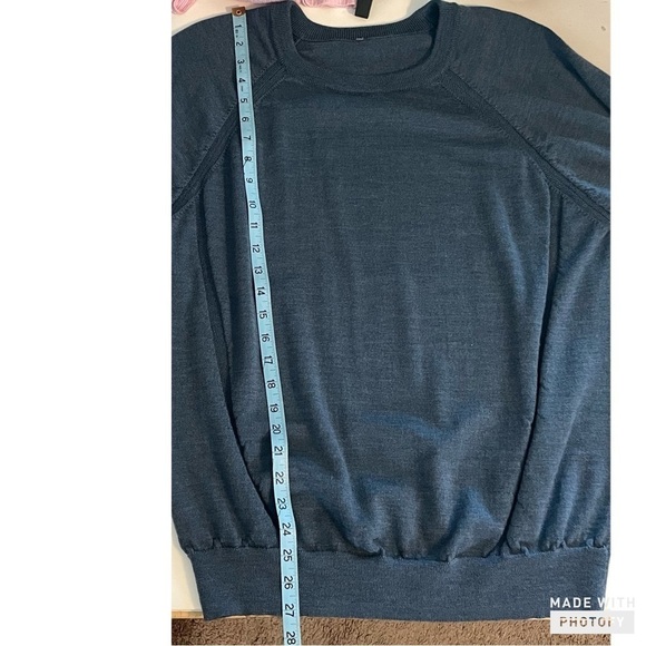 Lululemon Rising Salutation Sweater Heathered Astro Blue Wool Blend W3AFKS - Picture 9 of 10